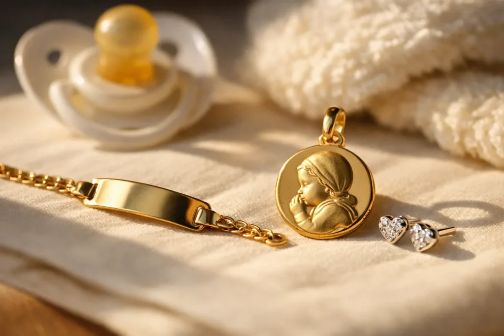 Bijoux de bébé : gourmette, médaille, ce que dit la norme