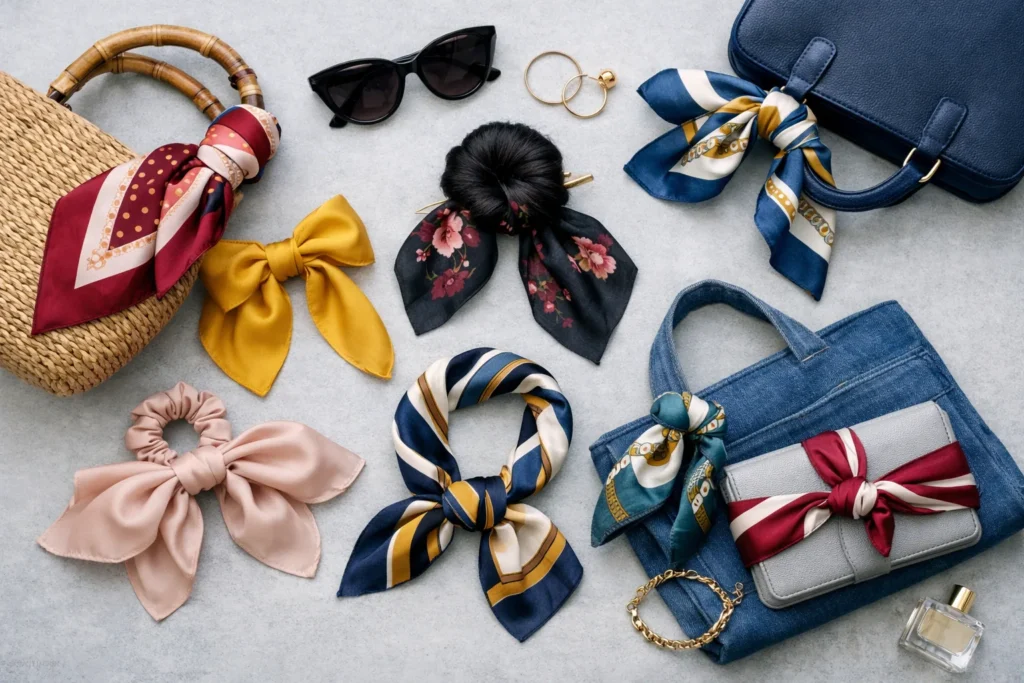 Foulard en soie : dix façons de le nouer, du chignon au sac